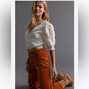 NWT Anthro Maeve “The Colette” Corduroy Pants in Cedar